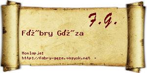 Fábry Géza névjegykártya